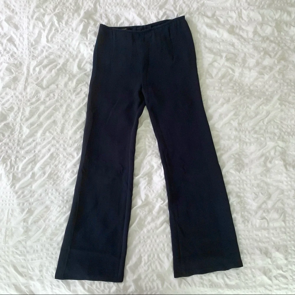 Escada Navy 100% Silk Wide Leg Pants - Picture 2 of 15
